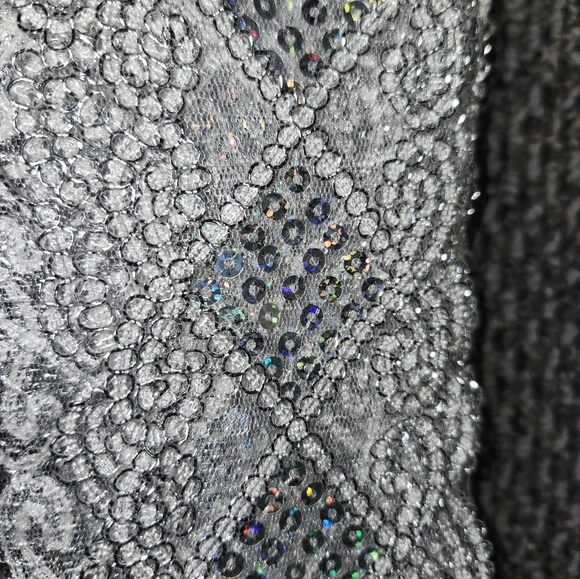 Silver Lace Trim Sequinned Ribbon Vintage Decorative DIY Craft 8 Yards - Picture 3 of 3